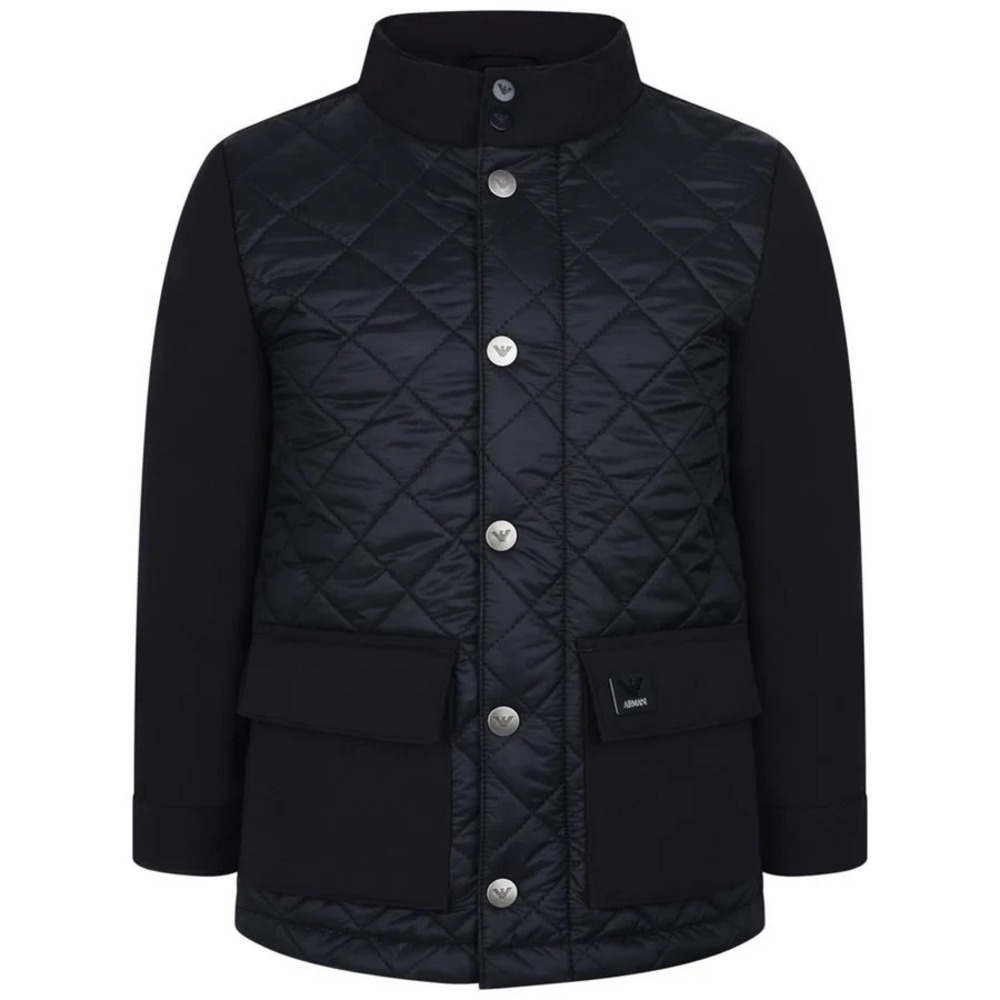 Armani Junior Boys Navy Blue Diamond Quilted Jacket Coat Softshell Size 13